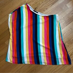 NWT Ashley Stewart Rainbow Striped One Shoulder Sleeveless Blouse/Top Size 22/24